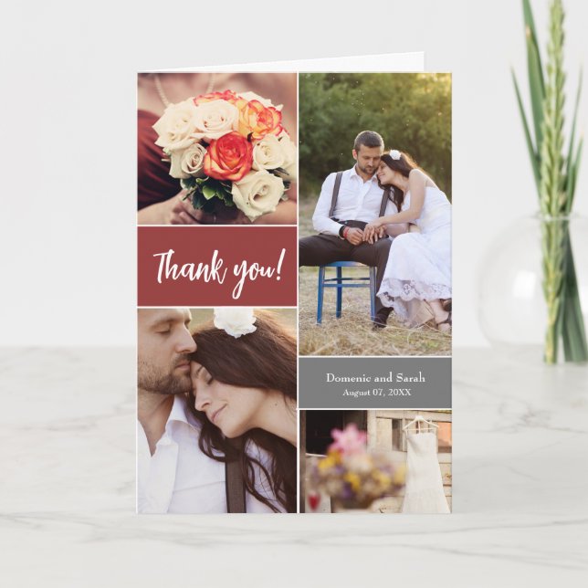 Cartão Colagem Fotográfica Moderna queimada guião laranja (Frente)