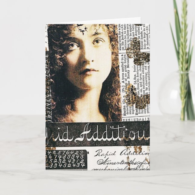 Cartão Colagem Mídia Mistura com Senhora Bonito, Aniversá (Frente)