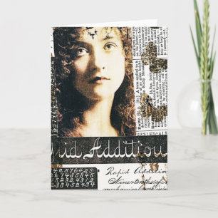 Cartão Colagem Mídia Mistura com Senhora Bonito, Aniversá