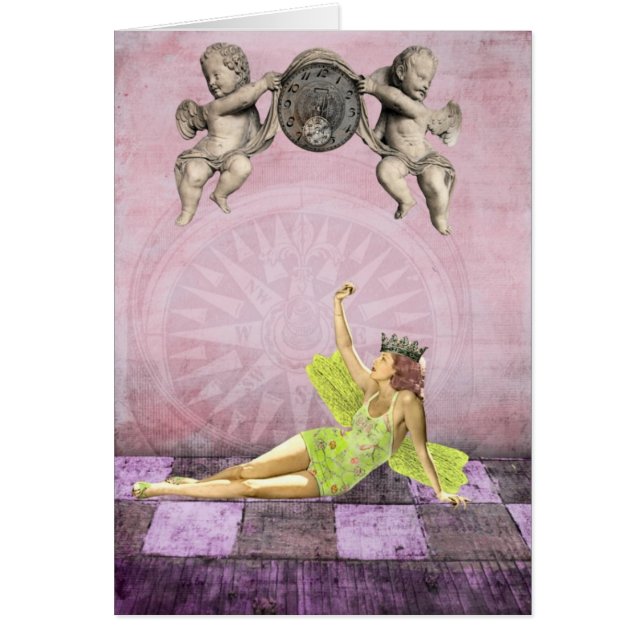 Cartão Colagem Mídia Mistura Fada Todas as Ocasiões (Frente)