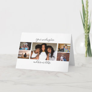 Cartão Colagem personalizada de 7 fotos com script