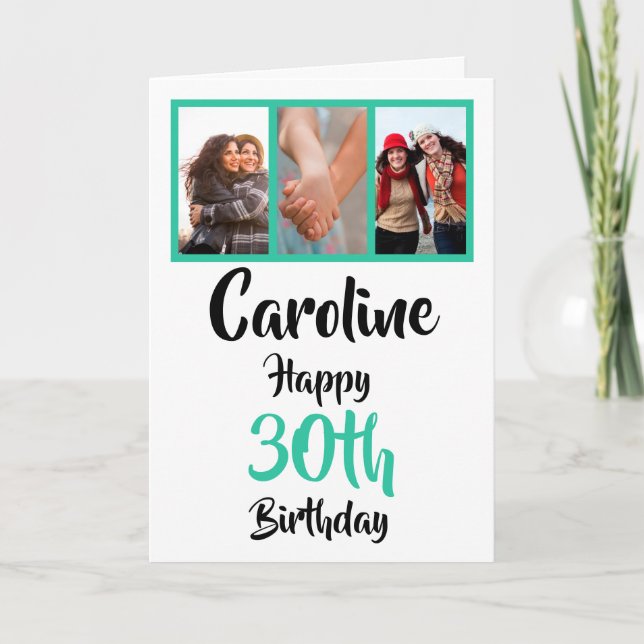 Cartão Colagem personalizada de fotos de feliz aniversári (Frente)