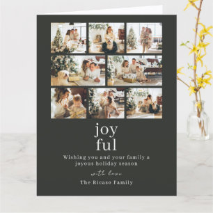 Cartão Colagem Personalizada de Natal Botânico com 8 Foto