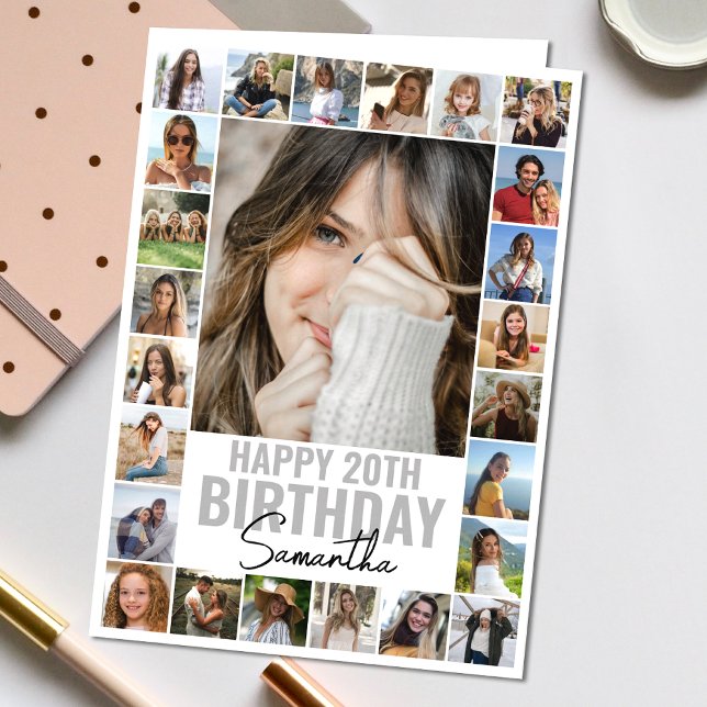 Cartão Colagem Personalizada Moderna em Qualquer Idade |  (Personalize the collage birthday greeting card to create a special keepsake for your loved one!)