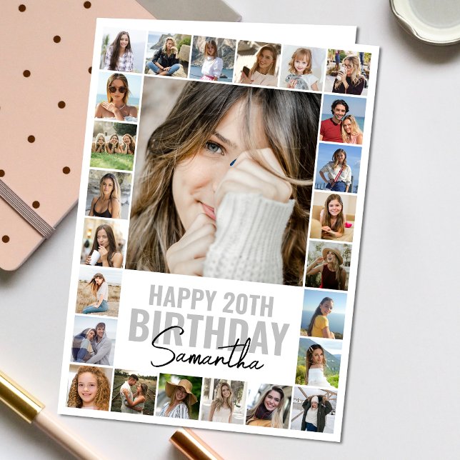 Cartão Colagem Personalizada Moderna em Qualquer Idade |  (Personalize the collage birthday greeting card to create a special keepsake for your loved one!)