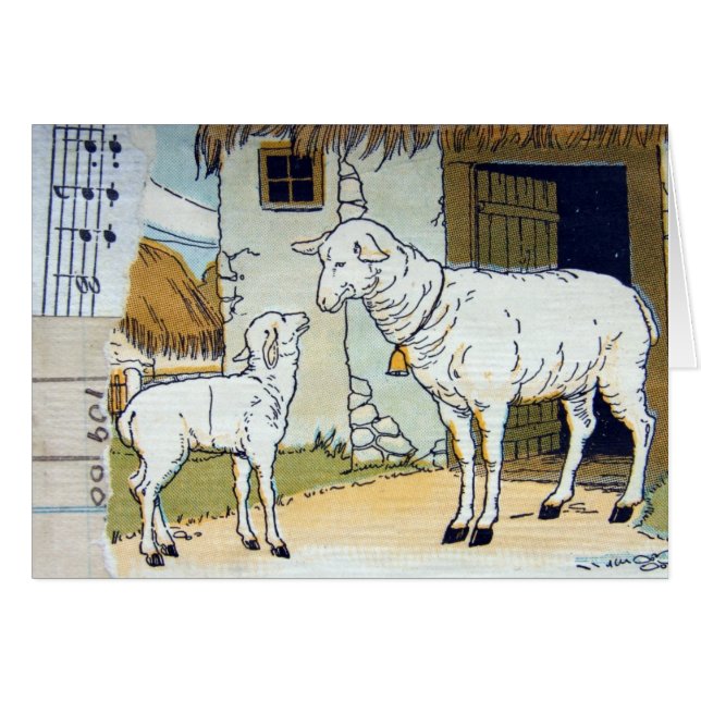 Cartão Colagem Vintage Sheep (Frente Horizontal)