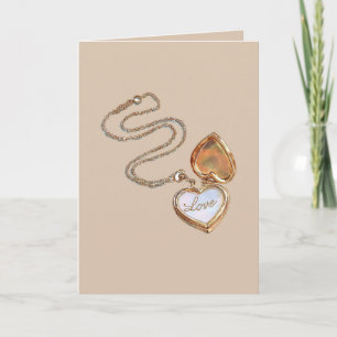 Cartão Colar Coração de Ouro Amor Creme