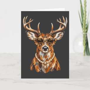 Cartão Colar de Cervo Whitetail Glam com Óculos de Sol