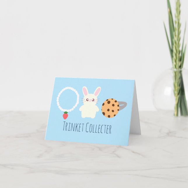 Cartão Colar De Morango, Coelho E Anel (Frente)