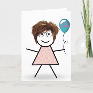 Cartão Colar Menina de Aniversário com Balão