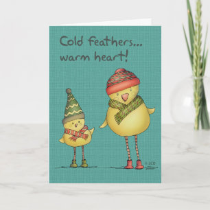 Cartão Cold Feathers Greeting Card - teal