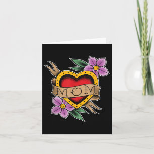 Cartão Cole Mãe Coração E Flores Antiga Tatuagem Escolar