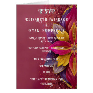 Cartão Coleção de Casamento Elegância Rosa Floral