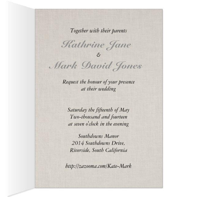 Cartão coleção de Casamentos de Cinzas SmartElegance (Interior (direita))