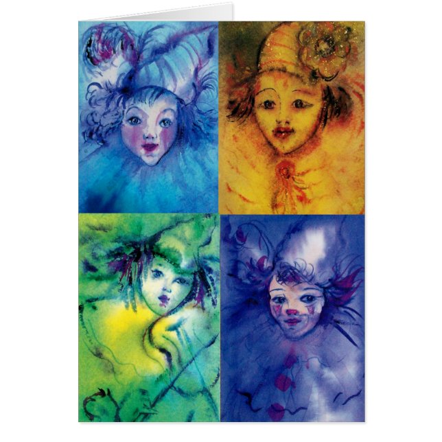 Cartão COLEÇÃO DE CLOWNS/Bola de Masquearde Venetia (Frente)