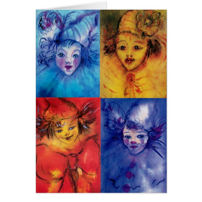 Cartão COLEÇÃO DE CLOWNS/Bola de Masquearde Venetia (Frente)