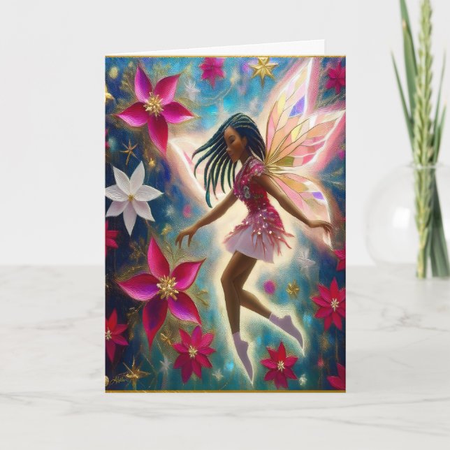 Cartão Coleção de Fadas de Natal - Cabelo de Cordas (Frente)