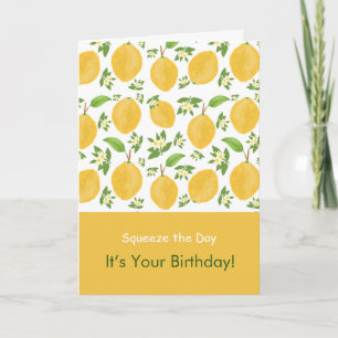 Cartão Coleção Lemon Bloom branco com estampa Aniversário