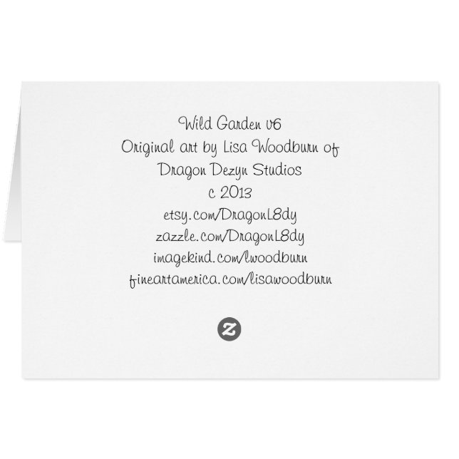 Cartão Coleção selvagem do jardim v6 (Verso Horizontal)