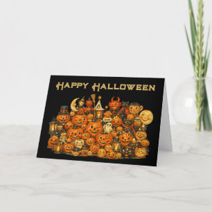 Cartão Coleção Vintage Retro de Memoráveis de Halloween