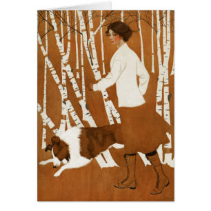 Cartão Coles Phillips Fadeaway Corrida com Collie