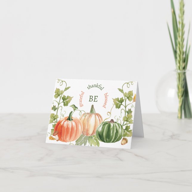 Cartão Colheita de Abóbora de Ação de Graças (Frente)