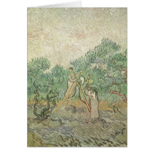 Cartão Colheita verde-oliva por Vincent van Gogh, arte do