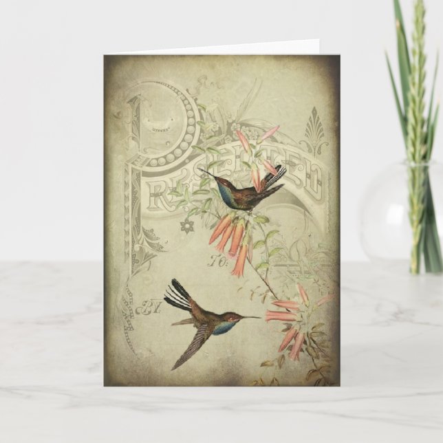Cartão Colibris do vintage (Frente)