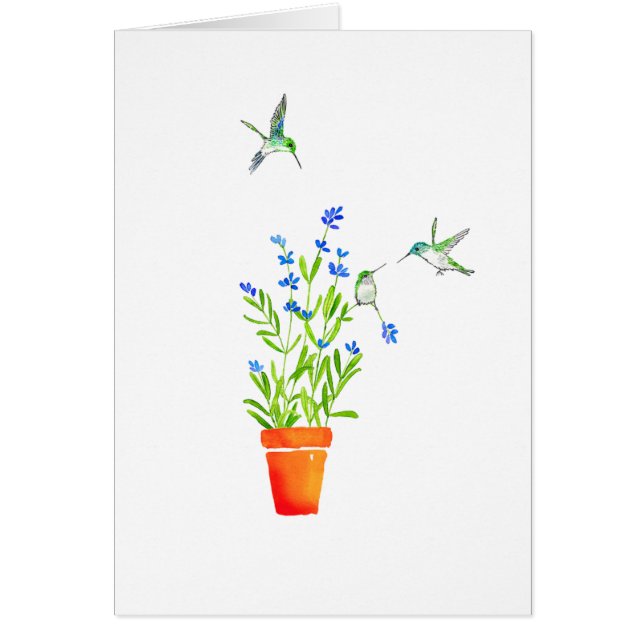 Cartão Colibris na lavanda (Frente)