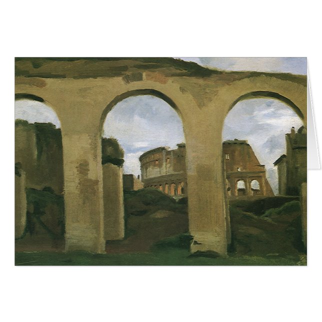 Cartão Coliseu visto através das arcadas em Roma, Itália (Frente Horizontal)