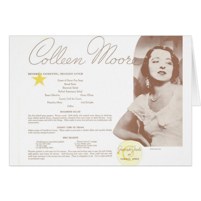 Cartão Colleen Moore Irish Luncheon (Frente Horizontal)