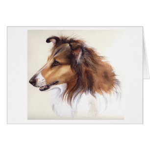 Cartão Collie áspero pintado na Aquarela