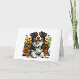 Cartão Collie De Borda Corta Em Flores