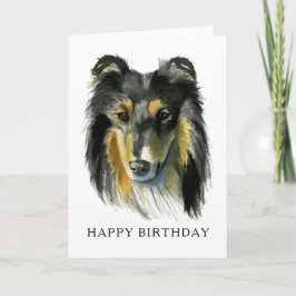 Cartão Collie Dog Watercolor Happy Birth