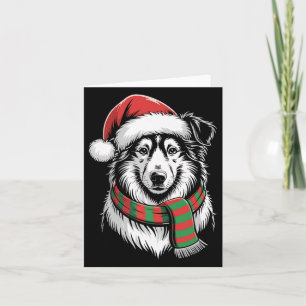 Cartão Collie Dog Xmas Santa Hat Scarf Costume De Natal