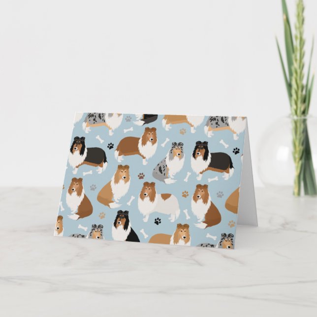 Cartão Collie Paws e Ossos (Frente)