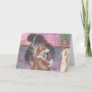 Cartão Collie-practor, Border Collie Quiropraxista Branco