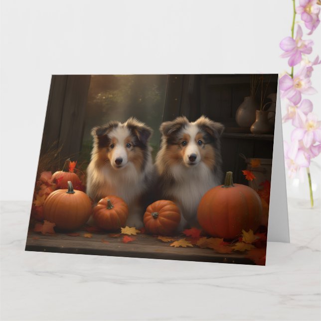 Cartão Collie Puppy Autumn Delight Pumpkin (Orquídea)