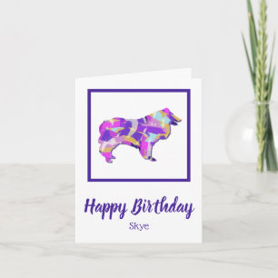 Cartão Collie Rough Dog Silhoute Cute PPY&B Birthday