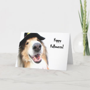 Cartão Collie Witch Halloween Card