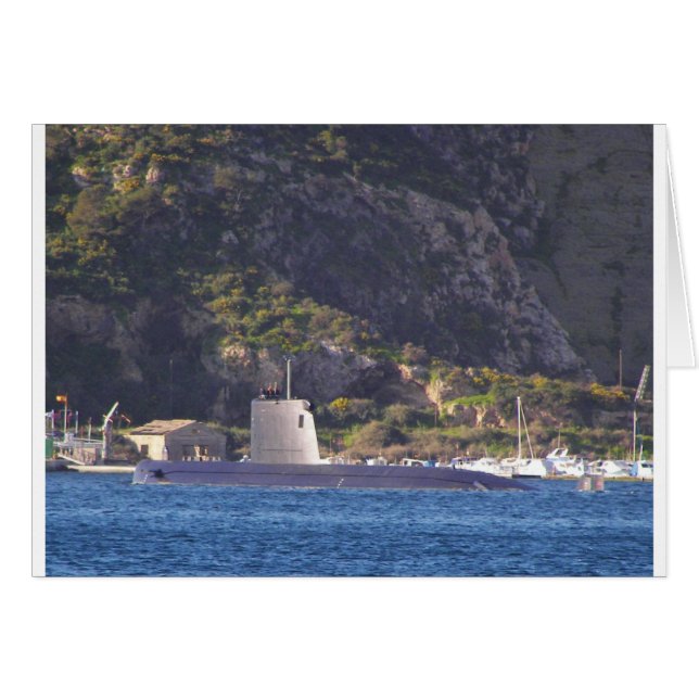 Cartão Colocação submarina no mar. (Frente Horizontal)