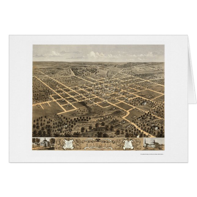 Cartão Colômbia, mapa panorâmico do MO - 1869 (Frente Horizontal)