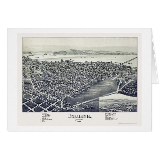 Cartão Colômbia, mapa panorâmico do PA - 1894 (Frente Horizontal)