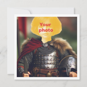 Cartão Coloque meu rosto na imagem, guerreiro viking