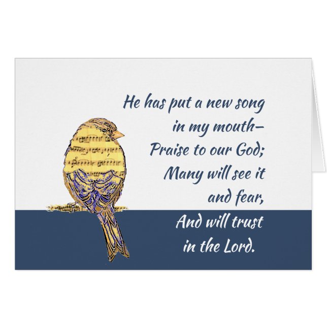 Cartão Coloque uma canção no meu pássaro das escrituras d (Frente Horizontal)