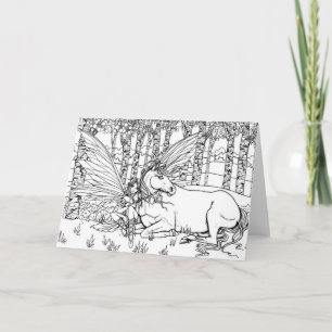 Cartão Color it Yourself Fantasy Fairy and Unicorn