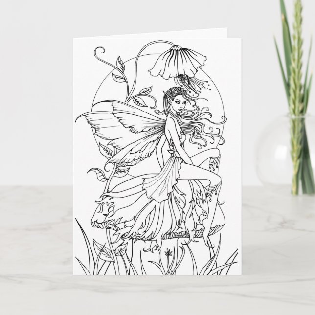 Cartão Color it Yourself Flower Fairy Art (Frente)