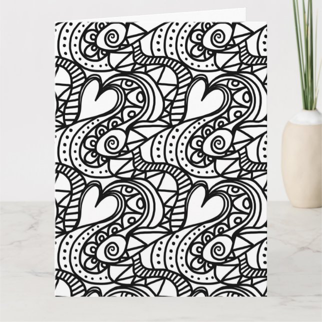Cartão color me heart doodle greeting card (Frente)