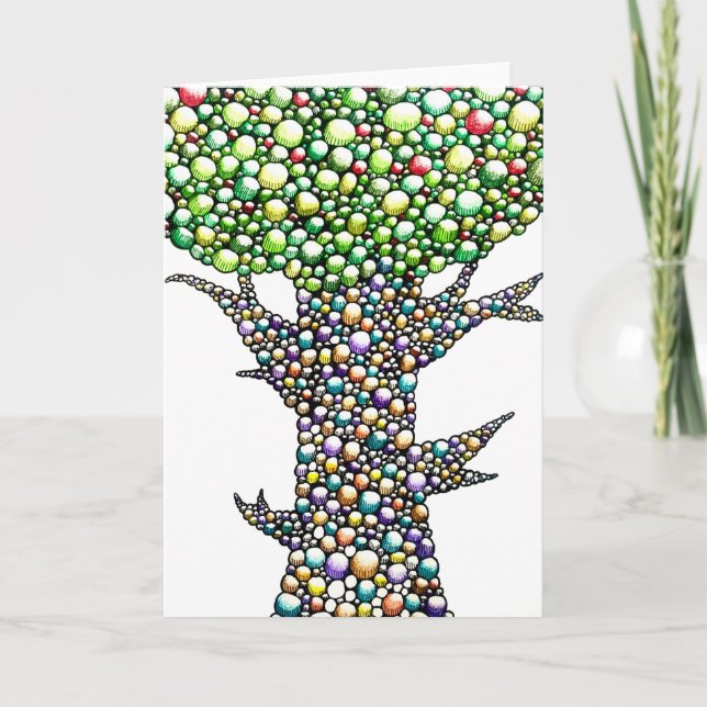 Cartão Color Pencil Bubbles Tree Drawing Art  (Frente)