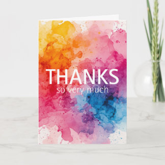 Cartão Color Splash Thank You Folded Greeting Card